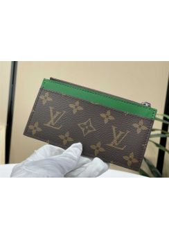 Louis Vuitton Romy Card Holder Monogram Canvas and Green Leather M64038