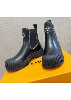 Louis Vuitton Ruby Flat Black Leather Ankle Boot 35To40