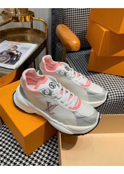 Louis Vuitton Run 55 Sneaker White Technical Mesh and Silver Pink Leather 35To42