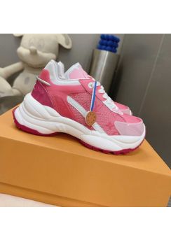 Louis Vuitton Run 55 Sneaker Pink Leather and Monogram Technical Fabric 35To40
