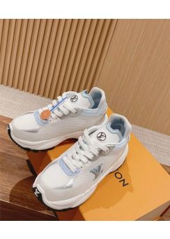 Louis Vuitton Run 55 Sneakers Blue Leather and White Technical Mesh 35To40
