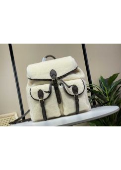 Louis Vuitton SKI Backpack Bag Cream Shearling M23384 
