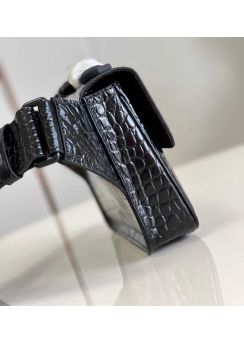 Louis Vuitton Slock Sling Black Crocodile Embossed Leather Bag M84871