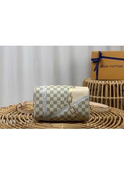 Louis Vuitton Speedy Bandouliere 25 Damier Azur Canvas Travel Bag N40473 