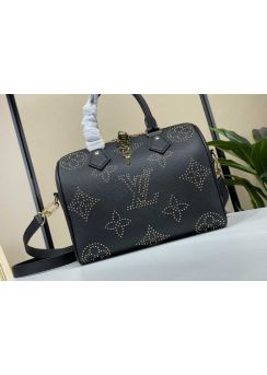Louis Vuitton Speedy Bandouliere 25 Travel Bag Black Monogram Leather with Studs m46736