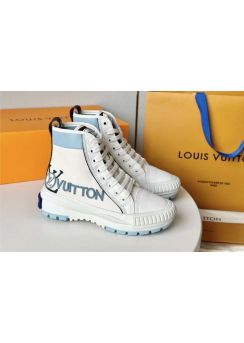 Louis Vuitton Squad Canvas and Leather Sneaker Boots Light Blue White 35To40
