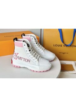Louis Vuitton Squad Canvas and Leather Sneaker Boots Light Pink White 35To40