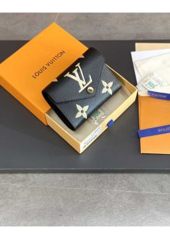 Louis Vuitton Victorine LV  Flap Gradient Wallet Black Monogram Leather M82348