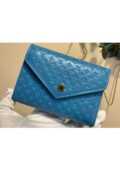 Louis Vuitton Victorine Wallet Blue Monogram Embossed Calf Leather M82314