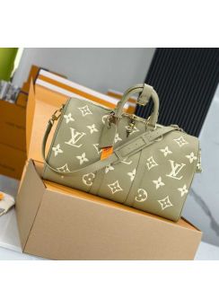 Louis Vuitton Vip Keepall Bandouliere 50 Travel Bag Green Beige Monogram Leather M44810