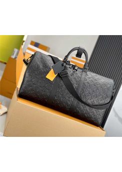 Louis Vuitton Vip Keepall Bandouliere 50 Travel Black Monogram Leather Bag M44810