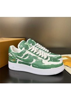 Louis Vuitton x Nike Air Force 1 Leather Sneaker White Green 38To45