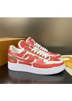 Louis Vuitton x Nike Air Force 1 Leather Sneaker White Red 38To45