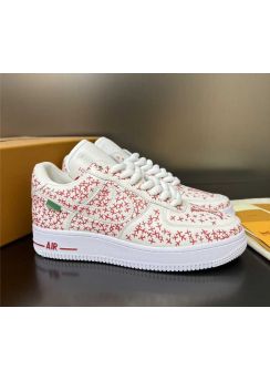 Louis Vuitton x Nike Air Force 1Sneaker Leather  White Red 35To40To45