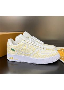Louis Vuitton x Nike Air Force 1 Leather Sneaker White Yellow 35To40To45