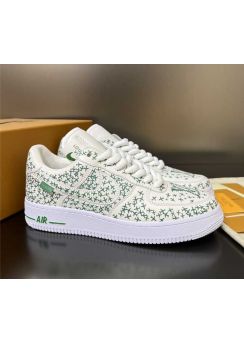 Louis Vuitton x Nike Air Force 1 Leather White Green  Sneaker 35To40To45