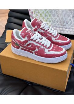 Louis Vuitton x Nike Air Force 1 Red White Leather Sneakers 35To40To46