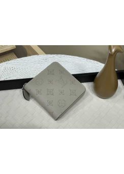 Louis Vuitton Zippy Compact Wallet Gray Mahina Leather M81558