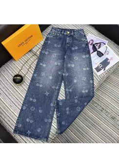 Louis Vuitton 2025 early fall cherry print straight denim jeans LV202512754 LV2512754