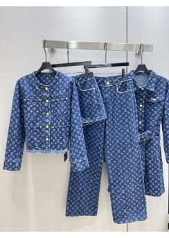 Louis vuitton 2025 Early Fall Round Neck Monogram Denim Jacket LV2512807