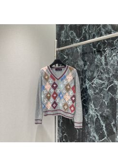 Louis vuitton 2025 fall argyle embroidered wool sweater LV202512761 LV2512761