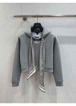 Louis vuitton 2025 Fall Monogram Scarf Cropped Hoodie and Skirt Set LV2512836