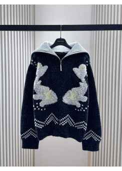 Louis vuitton 2025 Fall Whale Motif Zip Knit Cardigan LV2512868