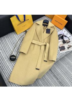 Louis vuitton 2025 Fall Winter Double Face Logo Floral Wool Belted Coat LV2512803