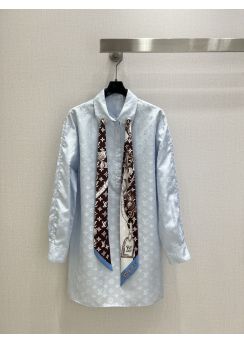 Louis vuitton 2025 Spring Summer Long Scarf Print Long Sleeve Dress LV2512815