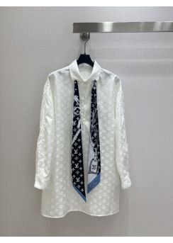 Louis vuitton 2025 Spring Summer Long Scarf Print Long Sleeve Dress LV2512816