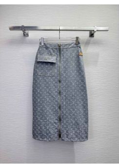 Louis vuitton 2025 SS Monogram Denim Skirt LV2512727