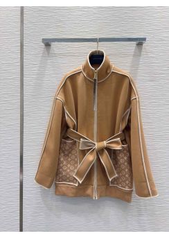 Louis Vuitton Belted Jacquard Pocket Mid Length Coat LV2512467