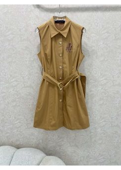 Louis Vuitton Belted Sleeveless Trench Dress With Cutout Logo Embroidery LV2512195