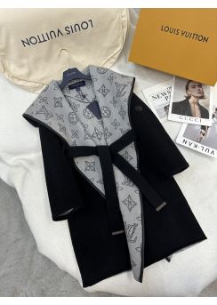 Louis vuitton Black Long Hooded Coat Alt Black LV2512901