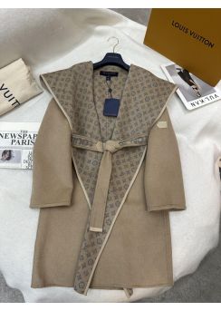 Louis vuitton Camel Floral Hooded Double Face Coat Camel LV2512879