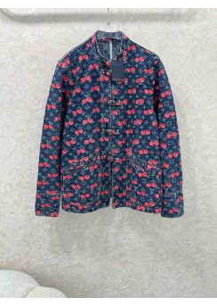 Louis Vuitton Cherry Monogram Mandarin Collar Denim Jacket LV2512643