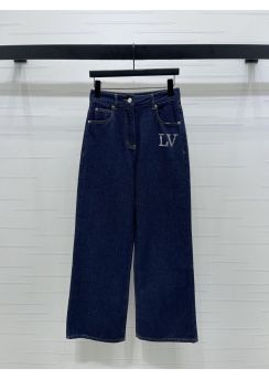Louis Vuitton Crystal Logo Straight Leg Denim Pants LV2512603