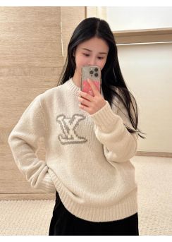 Louis Vuitton Intarsia Logo Knit Sweater White White LV2512205