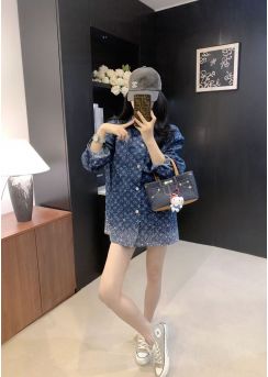 Louis Vuitton Jacquard Denim Rhinestone Jacket, Shorts, Skirt and Pants Set LV2512222