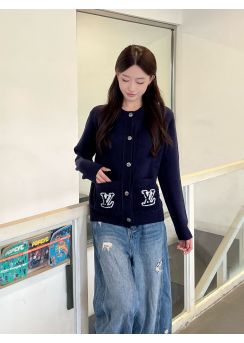 Louis Vuitton Logo Flocked Knit Cardigan LV2512152