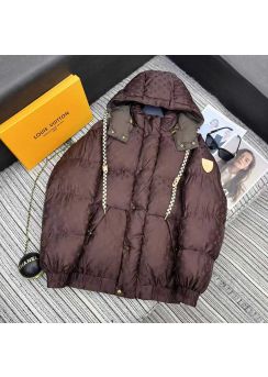 Louis Vuitton Monogram Hooded Puffer Jacket Brown Brown LV2512208
