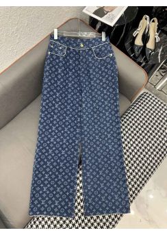Louis Vuitton Monogram Jacquard Denim Wide Leg Pants LV2512430