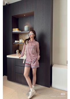 Louis vuitton Pink White Stripe Clover Print Long Sleeve Shirt Pink LV2512826