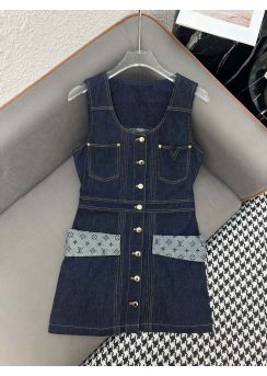 Louis Vuitton Printed Denim Panel Vest Dress LV2512413