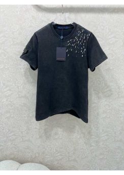 Louis Vuitton Rhinestone Logo Washed Cotton T Shirt LV2512211
