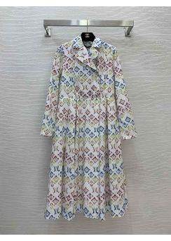Louis vuitton Style D25082175 Rainbow Monogram Double Breasted Pleated Dress LV2512848