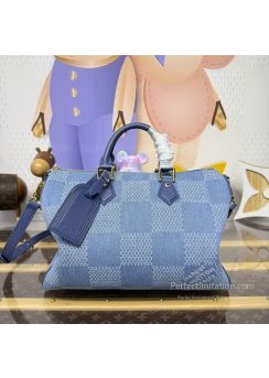 lv-blue-checked-twin-handle-zip-bag-pilvj01627-01