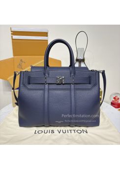 LV Georges Tote MM Autres Cuirs Signature Print navy blue