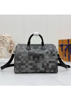 lv-grey-pixel-check-barrel-zip-bag-pilvj01642-01