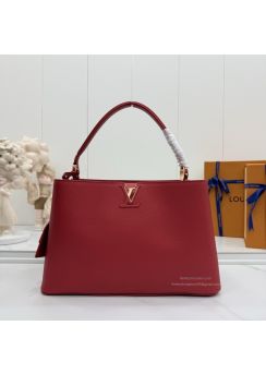 lv-red-grained-long-handle-tote-pilvj02263-01